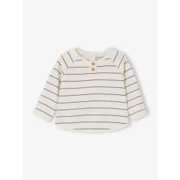 T-shirt rayé en coton bio bébé écru