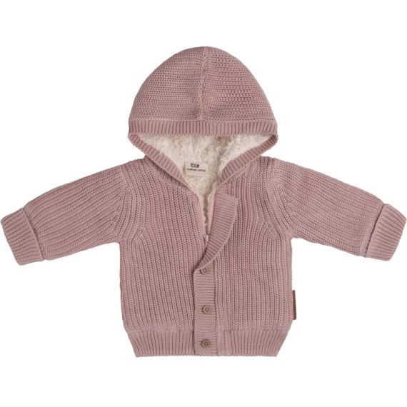 Gilet à capuche en teddy coton bio Soul vieux rose (3 mois)