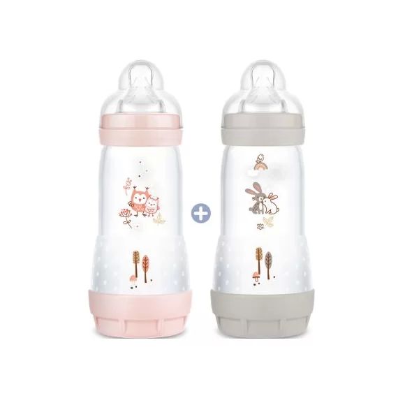 Lot de 2 biberons Easy Start anti-colique Nature Blush + Dune – Tétine débit rapide 3 (320ml)