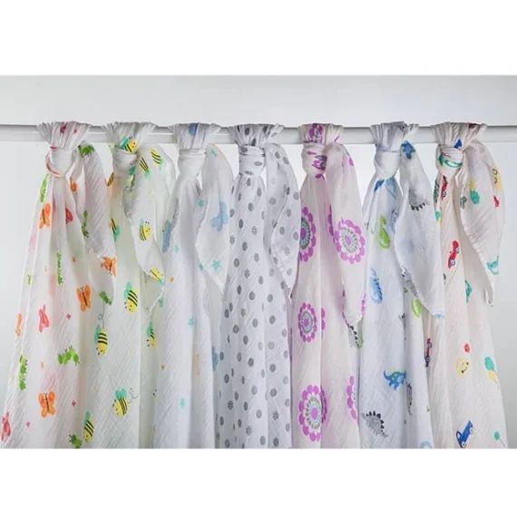 Lulujo – Lange mousseline – Bouquet bleu vintage – ELEMENTS FOR KIDS bleu