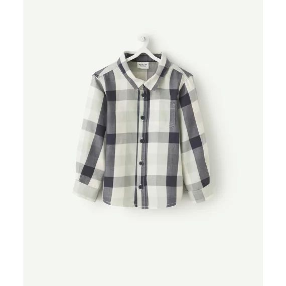 Chemise à carreaux bébé garçon vert et bleu marine –  – Soldes