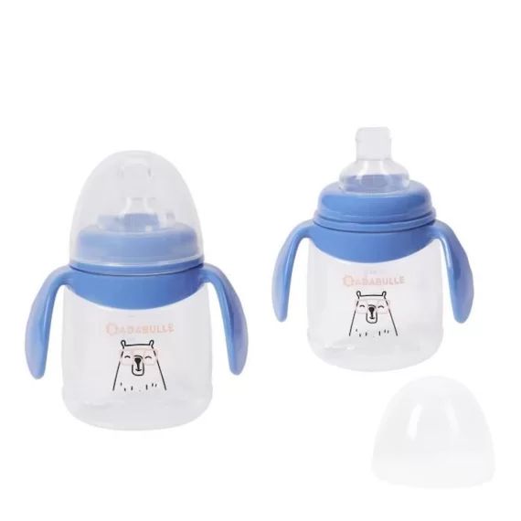 Badabulle Lot de 2 tasses anti-fuite avec anses ergonomiques, 180ml bleu