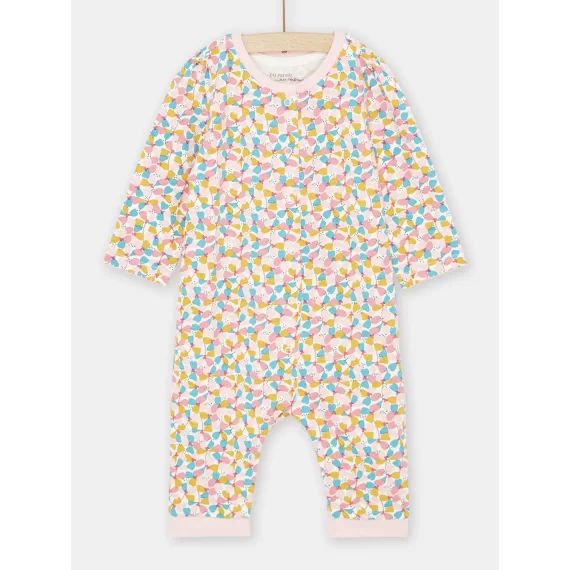 Grenouillère Multicolore À Imprimé Fleuri Bébé Fille – Ecru