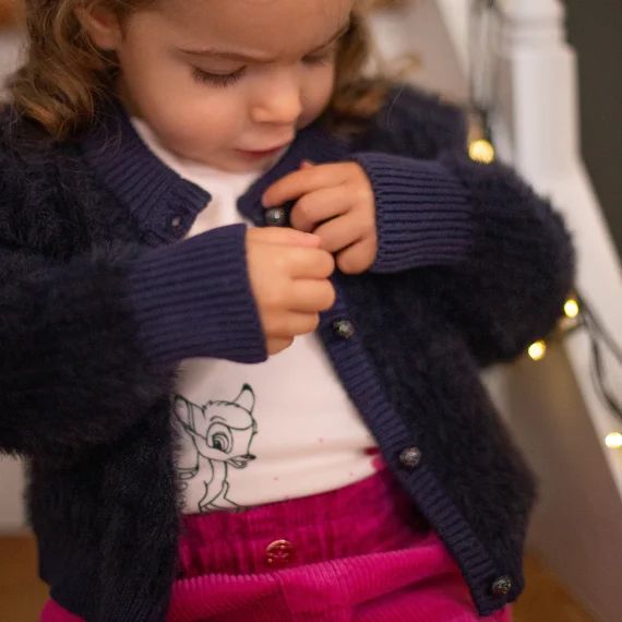 Cardigan en tricot fantaisie Fille Bleu