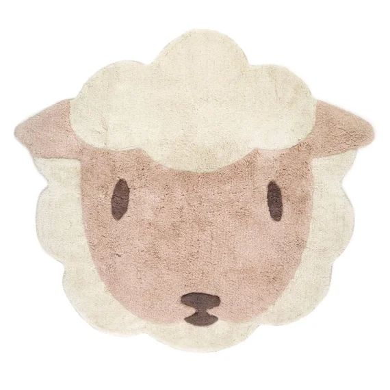 Tapis Chambre Enfant Coton Lavable Petit Mouton Lolho Blanc Cassé