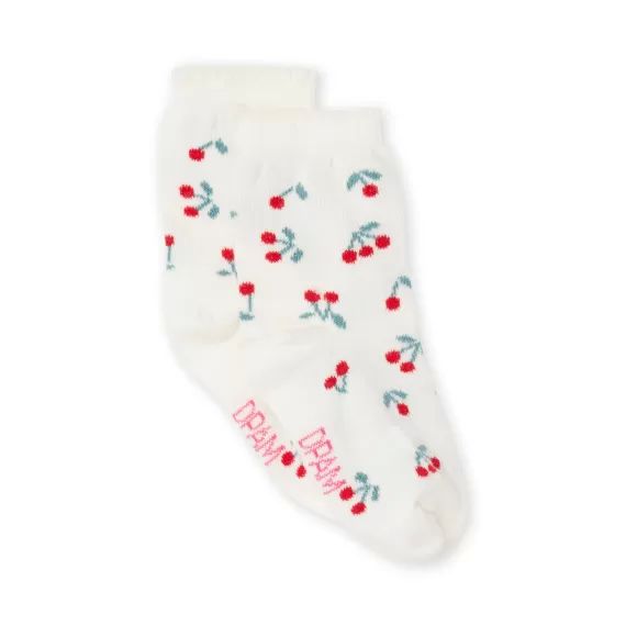 Chaussettes Layette Écrues À Imprimé Cerises