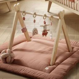 Arche D&rsquo;éveil Bois Avec 4 Jouets Beige/rose