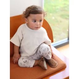 Ensemble T-shirt en nid d’abeille et pantalon en molleton bébé écru