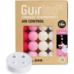 Guirlande lumineuse boules coton LED USB – Télécommandée -Veilleuse bébé 2h – 4 intensités – 16 boules 1,6m – Tagada rouge