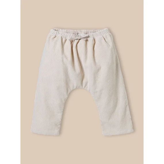 Pantalon Sarouel En Velours Beige