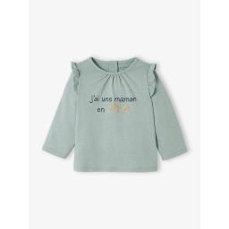 T-shirt à volants bébé manches longues bleu grisé
