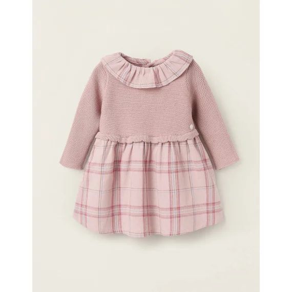 Robe Bimatière À Carreaux Rose Clair