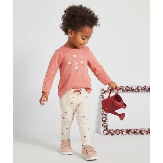 T-shirt bébé fille en coton biologique rose avec message –  – Soldes