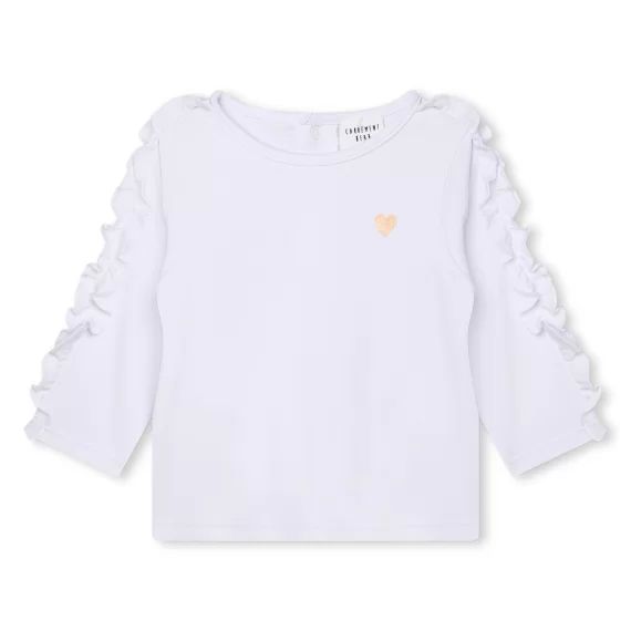 T-shirt avec manches à volants Fille Blanc