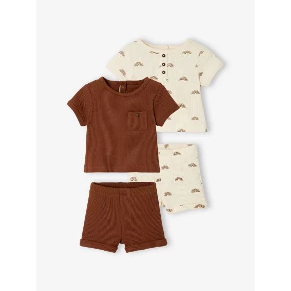 Lot de 2 pyjashorts 2 pièces bébé garçon chocolat