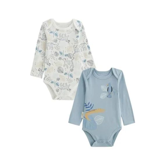 Lot De 2 Bodies Bébé Manches Longues Félintrépide Bleu