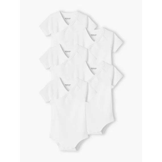 Lot de 5 bodies manches courtes bébé ouverture naissance BASICS lot ivoire
