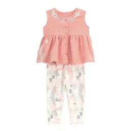 Ensemble Blouse Et Legging En Gaze De Coton Bébé Fille Cilaos Orange