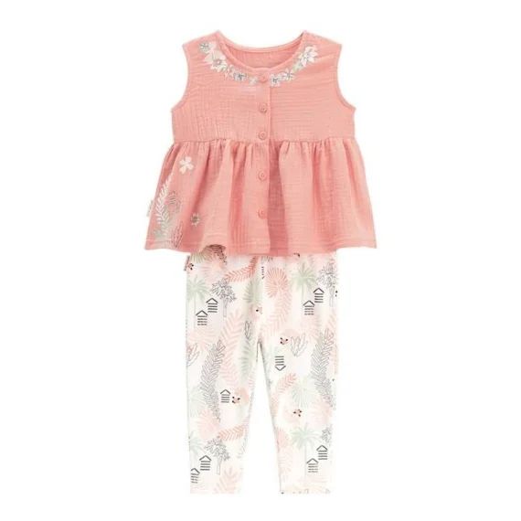 Ensemble Blouse Et Legging En Gaze De Coton Bébé Fille Cilaos Orange