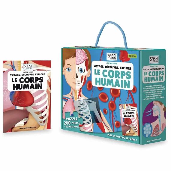 Puzzle & Livre – Voyagez Découvrez Explorez Le Corps Humain Bleu
