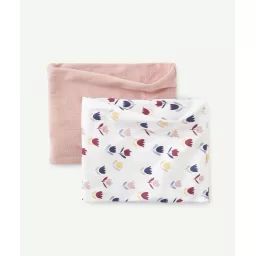 Lot de 2 snoods bébé fille en coton rose et fleuri –  – Soldes