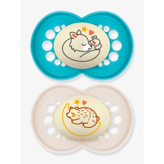 Lot de 2 sucettes en silicone MAM Nuit 18+ océan + sable