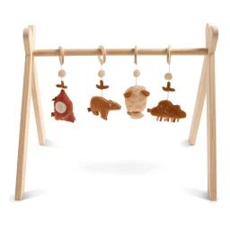 Arche D&rsquo;éveil Bois Avec 4 Jouets Marron