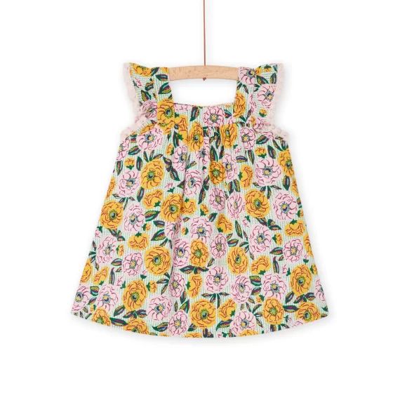 Robe Violette Et Verte À Imprimé Fleuri – Ecru
