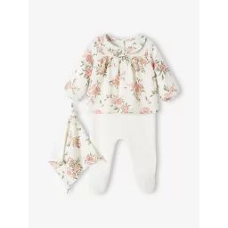 Pyjama en gaze ce coton et velours bébé et son doudou assorti écru