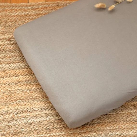 Drap Housse Coton Bio Jersey- Berceau Greige