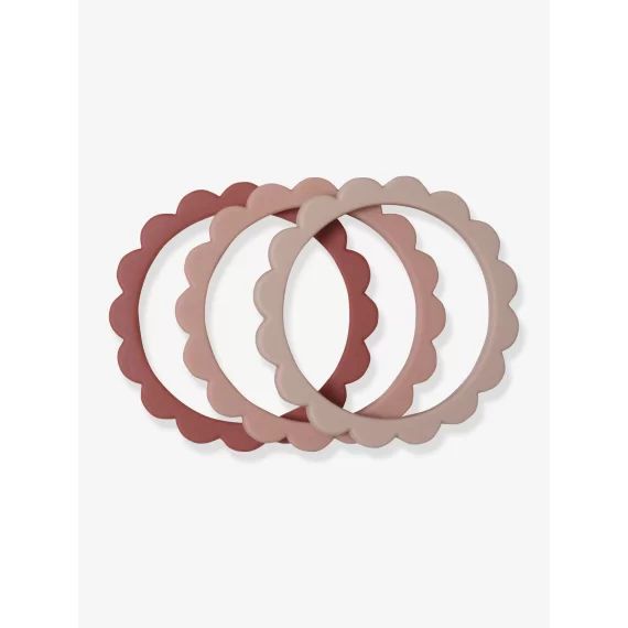 Lot de 3 bracelets de dentition Fleur – MUSHIE rose