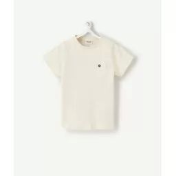 T-shirt bébé garçon en coton écru chiné avec poche –  – Soldes