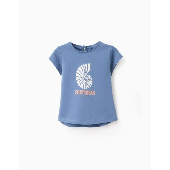 T-shirt À Manches Courtes En Coton Bleu