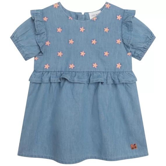 Robe à manches courtes Fille Bleu