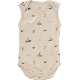 Body sans manches en coton bio Rabbit sandshell (6-12 mois : 67 à 74 cm)