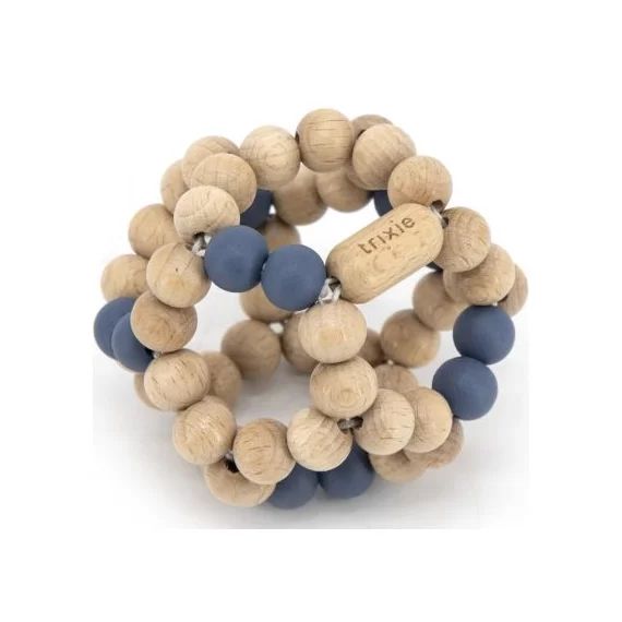 Balle de préhension en bois bleue