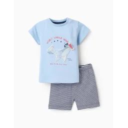 Pyjama En Coton À Rayures Bleu Clair