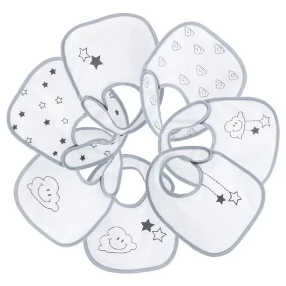 TROIS KILOS SEPT Lot de 7 bavoirs – P&rsquo;tit nuage gris