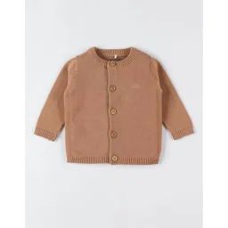 Cardigan en tricot bio fin, caramel marron