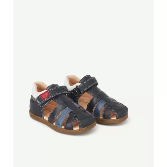 Sandales bleu marine en cuir bébé garçon