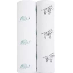 Lot de 2 maxi-langes en coton bio Animal Kingdom (120 x 120 cm)