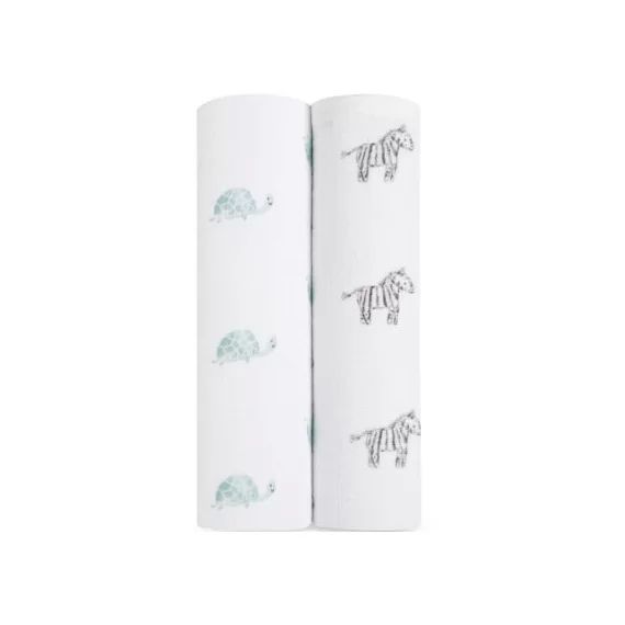 Lot de 2 maxi-langes en coton bio Animal Kingdom (120 x 120 cm)
