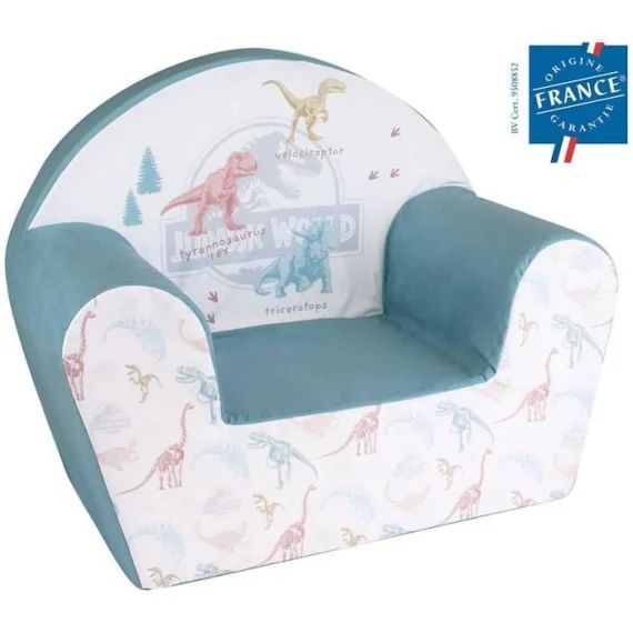 Fauteuil Club dinosaures – FUN HOUSE – Jurassic World – Pour enfant – l.52 x P.33 x H.42 cm bleu
