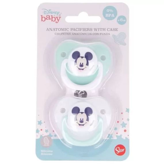 Lot de 2 sucettes anatomique Mickey Disney +6mois bleu