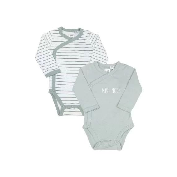 Lot de 2 bodies en coton Vert sauge (Naissance)