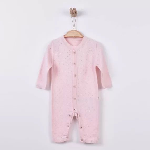 Combinaison bébé en tricot de coton bio rose