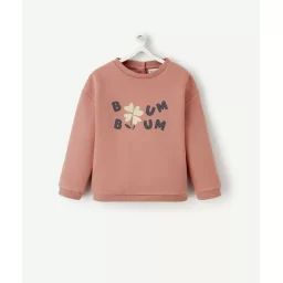 Sweat bébé fille en fibres recyclées rose et message –  – Soldes