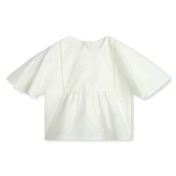 Blouse à broderies anglaises Fille Blanc
