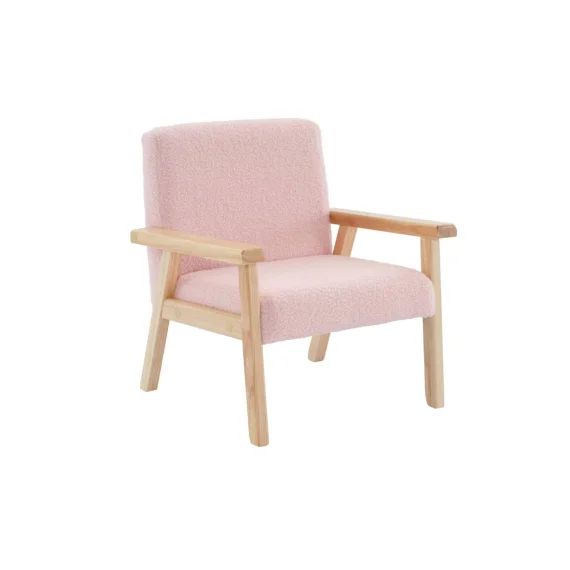 Fauteuil Scandinave Enfant Bouclette Et Bois D&rsquo;hévéa Isak Kid Rose