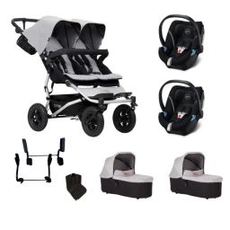 Poussette Double Mountain Buggy Duet V3.2 – Silver + 2 Nacelles Plus + 2 Coques Cybex Aton 5